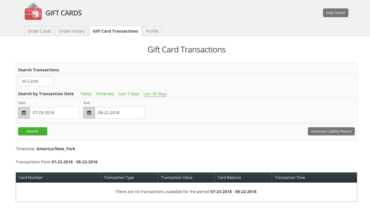 Clover Gift Card Transaction Reports